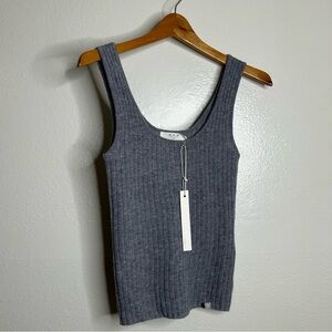 NWT 100% Cashmere Gray Ribbed Sweater Tank Top One Grey Day Size XS